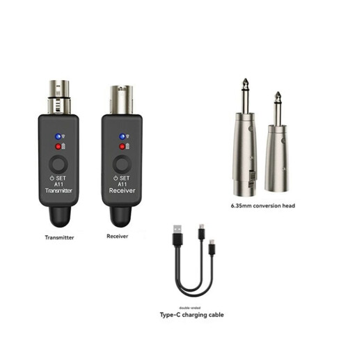2X Microphone Wireless System Micphone Wireless Transmitter UHF Transmitter & Receiver for Dynamic/Condenser Microphon 1