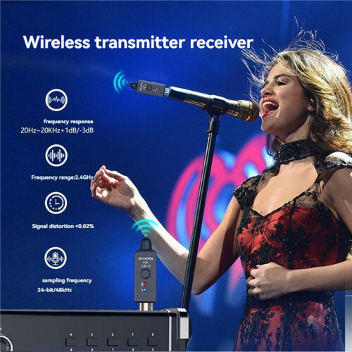 2X Microphone Wireless System Micphone Wireless Transmitter UHF Transmitter & Receiver for Dynamic/Condenser Microphon 2
