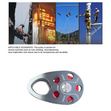 2X Rock Climbing Pulley Aluminum Alloy 22KN Light-Weight Portable Heavy Duty Single Fixed Swing Pulley Gray&Red