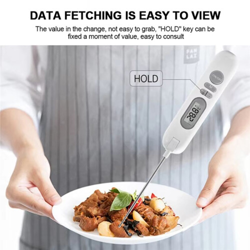 Digital Thermometer with Stainless Steel Probe, LCD Display for BBQ,Cooking,Baking,USB Charging,over Temperature Warning 2