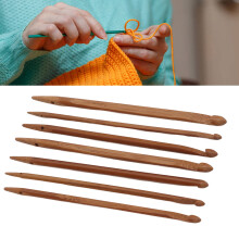 7pcs Bamboo Crochet Hooks Set - Ergonomic Handles, Size Range 4.0-7.0mm