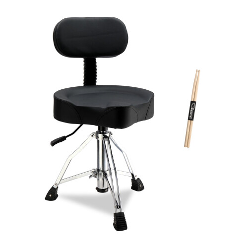 Drum Throne Adjustable Height Ergonomic Saddle Seat 440 lbs Heavy Duty Drum Stool Black