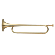 Brass Bugle Gold Plated Cavalry Horn with Mouthpiece for Beginners Marching Band