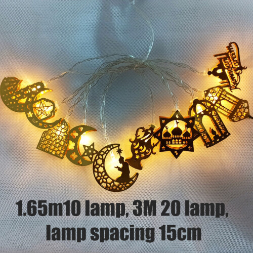 Gold Moon and Star LED String Lights, Warm White, Battery 1
