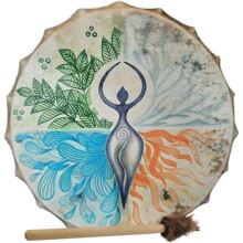 Handmade Shaman Drum 9.8 Inch Round Hand Drum for Meditation and Reflection Neutral Color