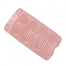 Mini Silicone Washboard with  Friction Surface, Foldable Laundry Pad with Suction Cup, Pink