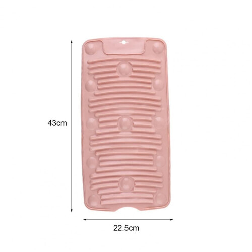 Mini Silicone Washboard with  Friction Surface, Foldable Laundry Pad with Suction Cup, Pink 1