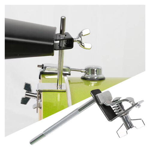 Cowbell Holder Clamp for Bass Drum, Secure Mount with Quick Installation, Silver Finish 1