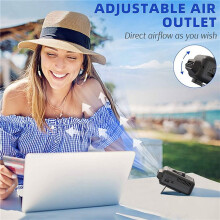 2X Rechargeable Waist Clip  Fan,Portable Belt Fan,Battery Operated Neck Fan,Adjustable Air Outlet,Cooling Fan