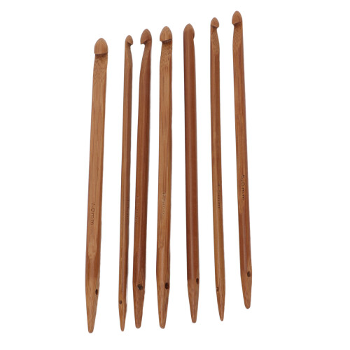 7pcs Bamboo Crochet Hooks Set - Ergonomic Handles, Size Range 4.0-7.0mm 2