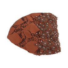 Vintage-Karamell-Spitzefleece-Perlen-Turban-Kopfbedeckung für Frauen