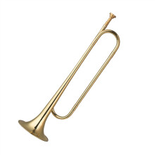 18.7 Inch Brass Bugle Cavalry Horn with Mouthpiece Clear Tone GoldPlated for Beginners