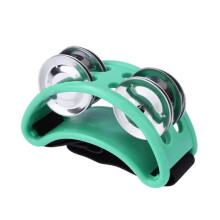 Foot Tambourine Green Elliptical Cajon Drum Accessory with Hands Rhythm and Clear Jingles
