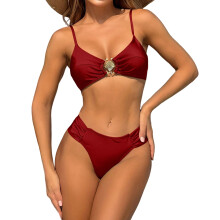 Dames 2-delige bikiniset met schelpuitsnijding, hoge-Claret M