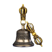 Tibetan Meditation Bell Handheld Metal Cast Buddhist Prayer Bell for Clear Resonant Tone