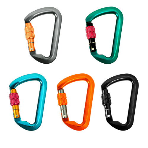 Small Climbing Carabiner Keychain-Gray Threaded Main Lock 1