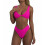 Bikini Set for Women Solid V Neck Knot Front Push-peacockblue M 5