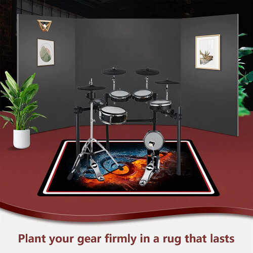 Drum Mat Soundproof NonSlip 80cm x 80cm Square Pad for Electronic Drums and Precise Coverage 1