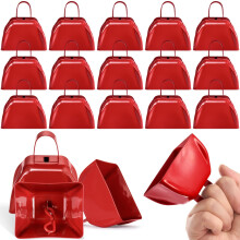 15 Pack Red Cowbells with Handle Loud Clear Ring Noise Makers for Sporting Events and Cheer