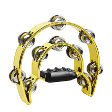 Gold Half Moon Handheld Tambourine with Bright Metal Jingles for Church Party 1PC
