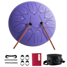 Steel Tongue Drum 10 Inch 11 Notes D Key Handpan for Beginners Adults Kids Purple with Bag and Sticks
