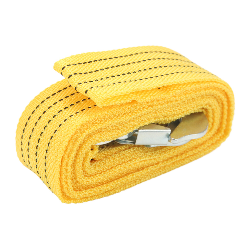 4M 3T Car Towing Rope Strap With Hooks - Polypropylene Steel Yellow 8741390408848