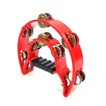 9 Inch Metal Hand Hero Percussion Half Moon Tambourine for Adults KTV Party Double Row Metal Handshake Drum Multicolor (Red) Getaway Solids