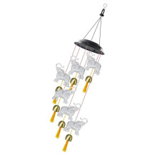 Solar Wind Chimes Outdoor Elephant Light 2 in 1 Decor with Six Bell Strings for Patio Yard Balcony