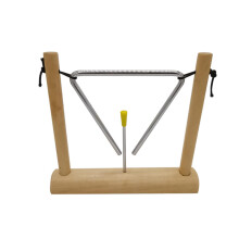 Triangle Musical Instrument 6 Inch with Striker and Wooden Stand, Bright Tone for Classroom