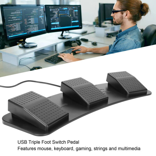 USB Triple Foot Pedal Programmable Keyboard Shortcut Switch for Hands PC Control and Gaming 1