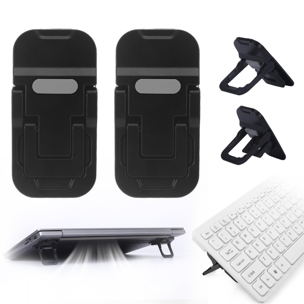 Adjustable Laptop Stand And Keyboard Riser For Desk, Ergonomic Angle, Foldable Aluminum, Black 9455672102995
