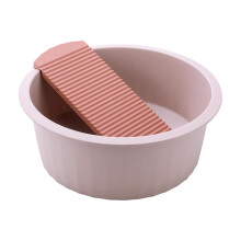 Pink Portable Washboard Basin for Clothes, Compact Lightweight Hand Wash Laundry Tub for Shirts