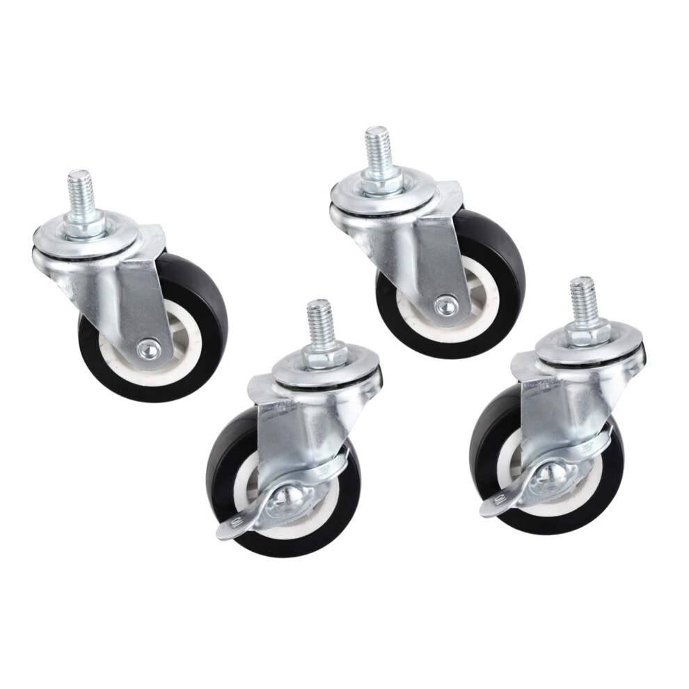 4Pcs 2 Inch Threaded Stem Swivel Casters With Brake, Heavy Duty Industrial Caster Wheels For Furniture And Carts 9455672103015