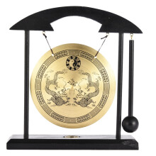 Mini Desktop Gong with Mallet, Taiji Symbol Tabletop Percussion Instrument for Chinese Decor Gift