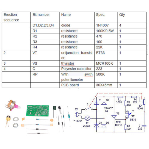 Transistor-Dimmungsschaltung Modul Kit für Schreibtischlampen Elektronisches DIY-Board BT33 2