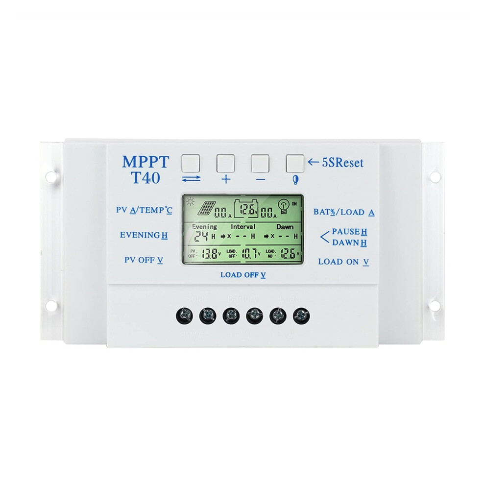 Mppt 40A Solar Charge Controller 12V 24V With Lcd Display And Dual Timer For Battery Protection 9455672104333