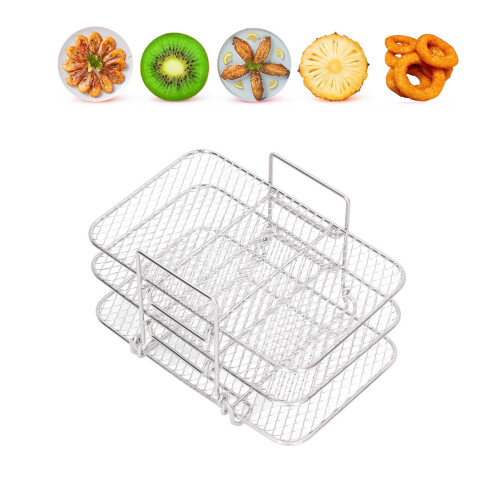 3PCS Stainless Steel Fryer Baking Racks, 19x12cm, Stackable Cooling Trays