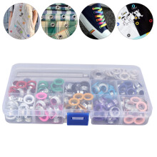 Grommet Tool Kit with 200 Colorful Iron Eyelets & Installation Tools