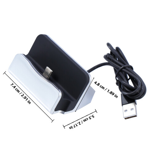 1Support De Charge Rapide USB Type-C Argent Pour Téléphone 1