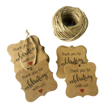 500 Pcs Merci de Célébrer avec Nous Tags Papier Wrap Tags avec de la Ficelle de Jute Naturel pour Baby Shower, Noël, Mariage et Décoration de