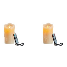2X LED Candles, Flickering Flameless Candles,Rechargeable Candle, Real Wax Candles with Remote Control,10cm