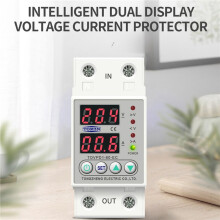 2X Din Rail Dual Display Justerbar över Spänning Ström och Underspänning Skyddsenhet Skyddsrelä 40A 220V 230V