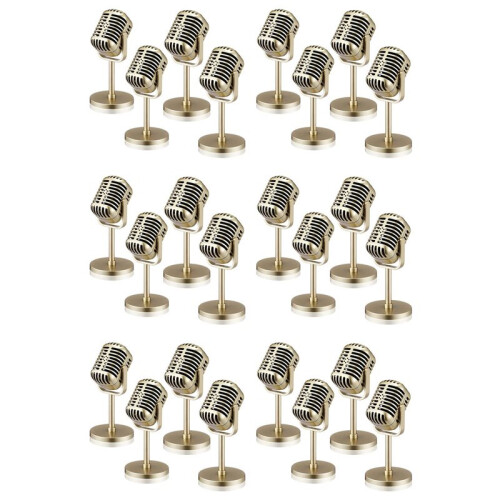 24Pcs Retro Microphone Props Model Vintage Microphone Antique Microphone Toy Microphone Stage Table Decor,Gold