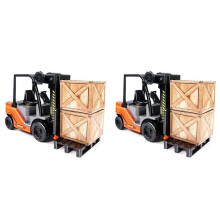 2X 1:22 Scale Lnertial Forklift Friction Fork Lift with Pallet Cargo Warehouse Truck Vehicle Model Toy Forklift for Kids