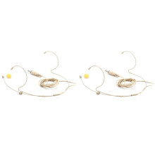 2X Adjustable Beige Double Earhook Capacitor Headset Mic Headworn Lockable Microphone 3.5mm Plug for Wireless
