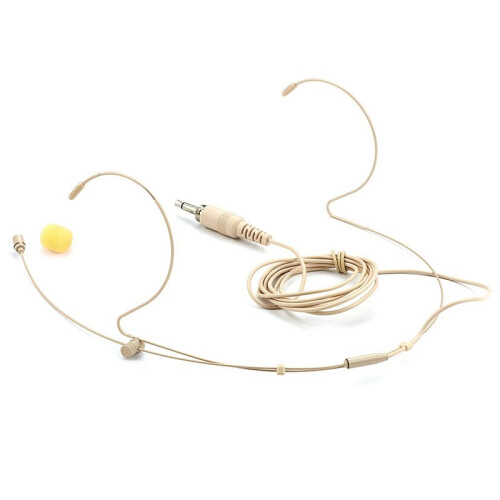 2X Adjustable Beige Double Earhook Capacitor Headset Mic Headworn Lockable Microphone 3.5mm Plug for Wireless 1
