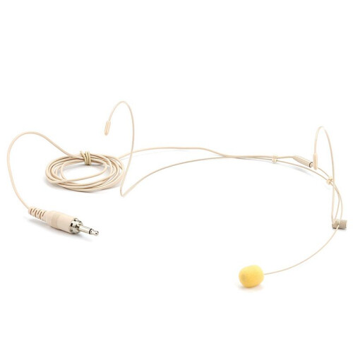2X Adjustable Beige Double Earhook Capacitor Headset Mic Headworn Lockable Microphone 3.5mm Plug for Wireless 2
