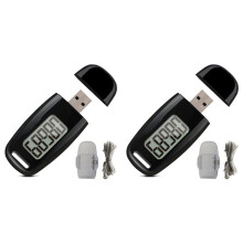 2X Simple Step Counter,Walking 3D Pedometer with Rechargeable Battery,Accurate Fitness Tracker,Digital Pedometer,Black