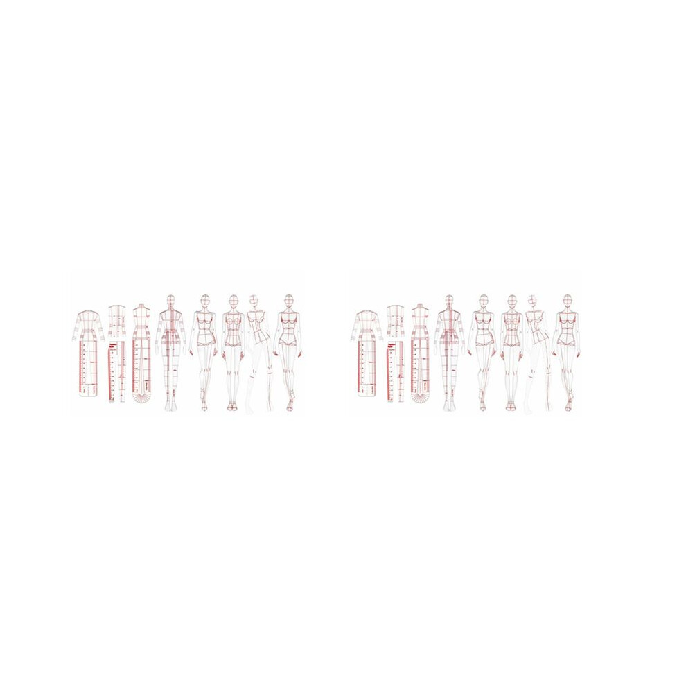Typecat 2X Fashion Illustration Rulers Sketching Templates Ruler Sewing Humanoid Patterns Design Clothing Measuring,Combination