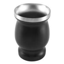 2X Double-Wall Stainless Yerba Mate Gourd Tea Cup Set Water Cup with 2 Bombillas Straws Spoon&Clean Brush 8Oz Black